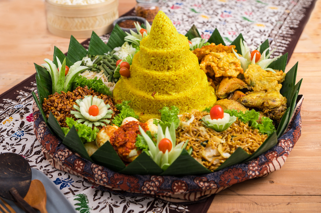 Indonesian Food Platter of Tumpeng